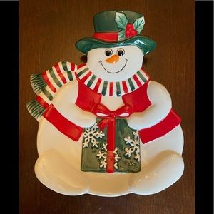 NIB Fitz and Floyd Snowman Canapé Plate